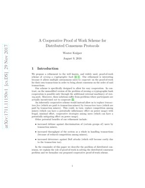 PDF Document Cover - A Cooperative Proof of Work Scheme for Distributed Consensus Protocols